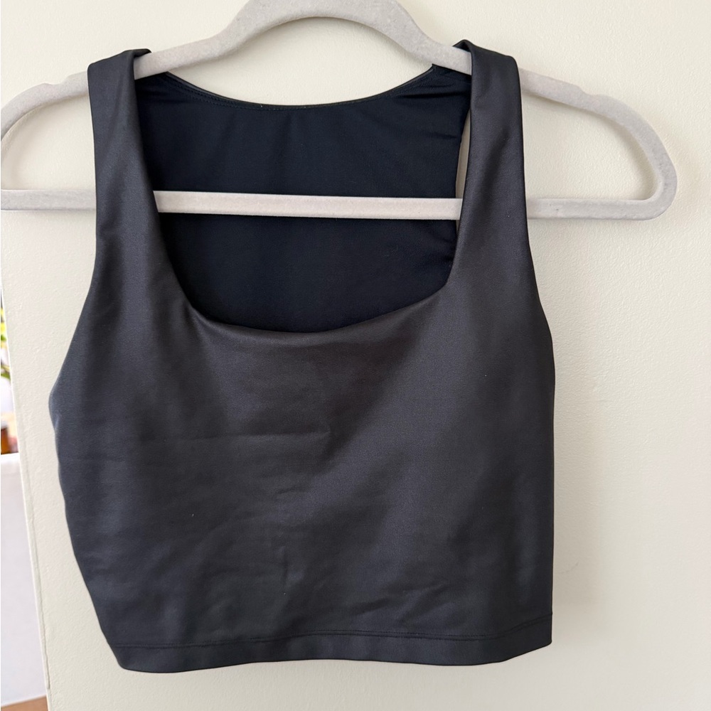 Square Neck Long Line Sports Bra - Size M - Shimmer Black
